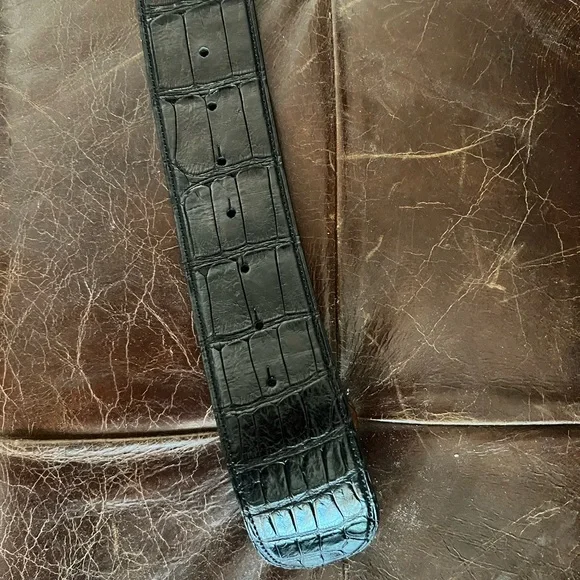 Ralph Lauren Brass Stag Head Alligator Belt - Picture 8 of 12